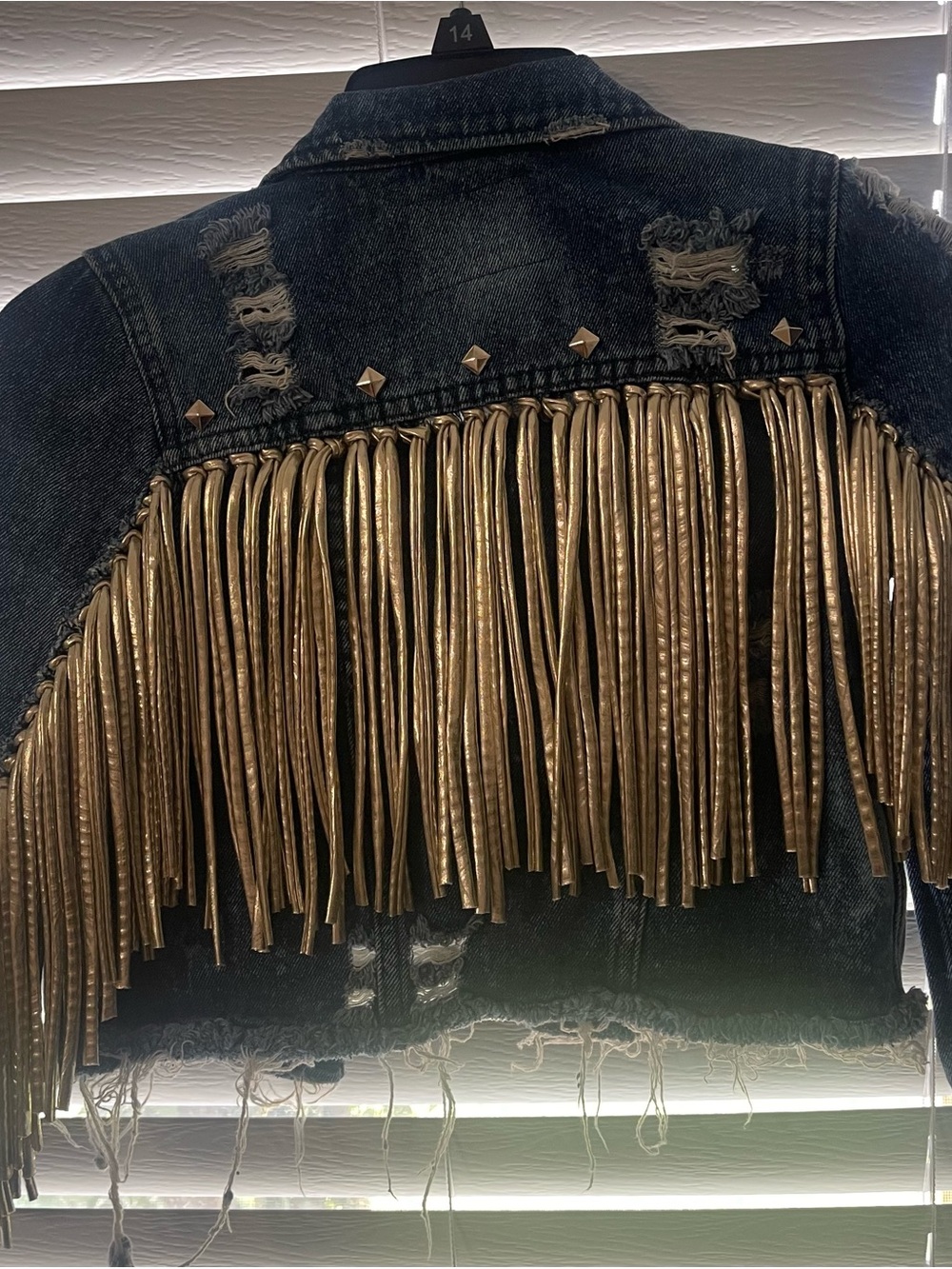 Levi's Dark Blue Denim Jacket with Gold Fringe